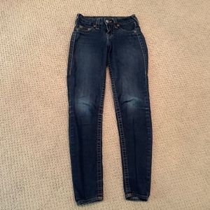 True Religion Straight Leg Low Rise Dark Wash Jeans Size 25